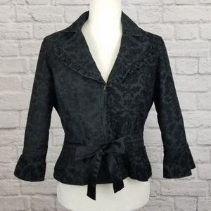 Free People Velvet Damask Print Corduroy Cropped Jacket Size 6